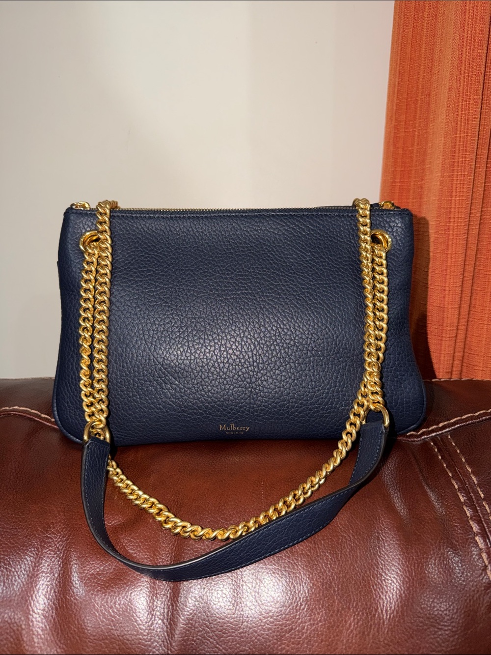 ‼️Authentic Mulberry Winsley Blue Leather Shoulder Bag Crossbody Bag - Picture 2 of 14